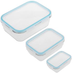 Kit de 3 Recipientes rectangulares para alimentos herméticos de cristal de 330, 800 y 1730ml