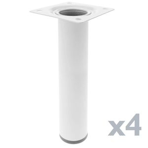 Pies redondos para mesa y mueble. Patas en acero blancas de 25cm 4-pack