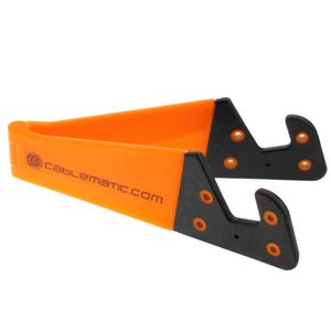 Soporte para teléfono móvil y tablet. Peana naranja plegable y portátil
