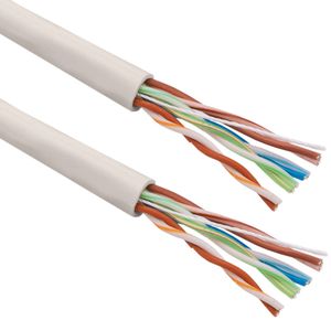 Bobina de cable de red ethernet Cat. 5e UTP de 305 m flexible de color gris