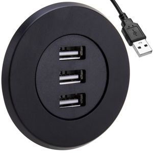 Concentrador de 3 puertos USB 2.0 para escritorio negro