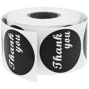 Etiqueta adhesiva redonda de 38 mm color negro 'Thank You'