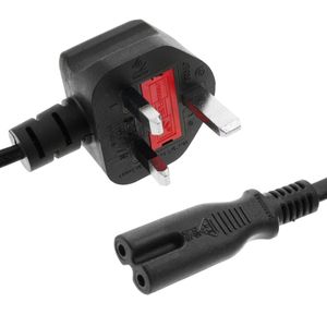 Cable eléctrico British Standard BS-1363-1 a IEC-60320-C7 de 1.8m negro