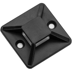 Pack de 100 bases negras autoadhesivas 20x20mm para bridas de 5mm