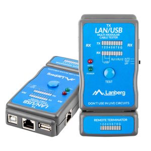 Comprobador de cables de red Lanberg NT-0403 para RJ45 RJ11 y USB