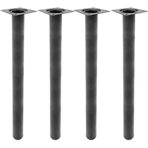 Pies redondos para mesa y mueble. Patas en acero negras de 75cm 4-pack