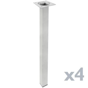 Pies cuadrados para mesa y mueble. Patas en acero gris de 75cm 4-pack