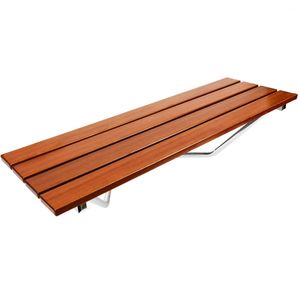Asiento de ducha abatible. Silla plegable para ancianos de madera tropical y aluminio 900x338mm