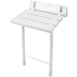 Asiento de ducha abatible. Silla plegable con pies de plástico y aluminio gris 320x328mm
