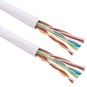 Bobina de cable de red ethernet Cat. 5e UTP CCA de 100 m rígido de color gris