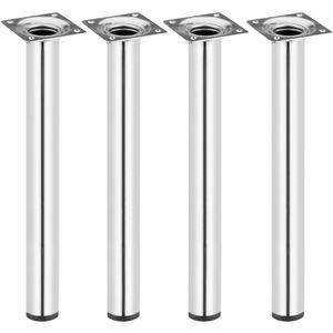 Pies redondos para mesa y mueble. Patas en acero cromado de 40cm 4-pack