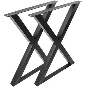 Pies en 'X' para mesa. Patas en acero negro 590 x 50 x 710 mm 2-pack