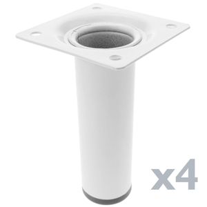 Pies redondos para mesa y mueble. Patas en acero blancas de 10cm 4-pack
