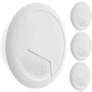 Lote de 4 pasacables redondo para encastrar en mesa de color blanco y diámetro 80 mm