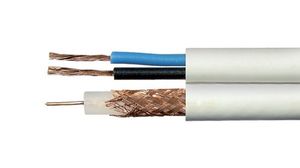 Bobina de cable coaxial RG59 con 2 cables de alimentación 100m