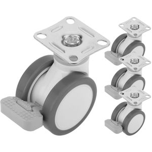 Ruedas pivotantes de PU y ABS para cama médica, freno unidireccional y sujeción tipo placa, 75x56x98mm 4-pack