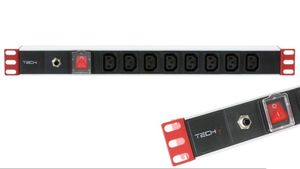 Regla de 19" 8 casquillos de aluminio IEC C13 e interruptor de 2m