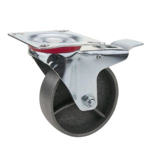 Rueda pivotante industrial de metal con freno 100 mm