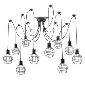 Lámpara con jaulas redondas para 10 bombillas de rosca E27 vintage con cable de 3m