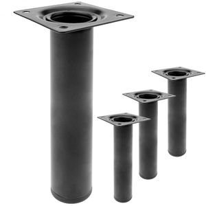 Pies redondos para mesa y mueble. Patas en acero negras de 25cm 4-pack