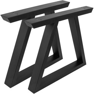Pies rectangulares para mesita y banqueta Patas en acero negro 480 x 60 x 420 mm 2-pack