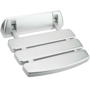 Asiento de ducha abatible. Silla plegable para ancianos de plástico y aluminio plateado 350x348mm