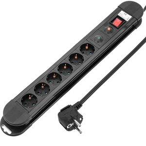 Regleta de enchufes 6 schuko con interruptor y protección sobretensiones (1.5m cable)