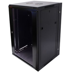 Armario rack mural 19" pivotante 18U 600x550x900mm pared negro SOHORack GO montado