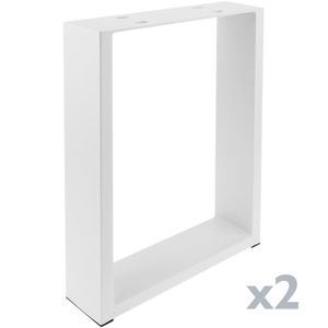 Pies rectangulares para mesita y banqueta Patas en acero blanca 300 x 80 x 430 mm 2-pack