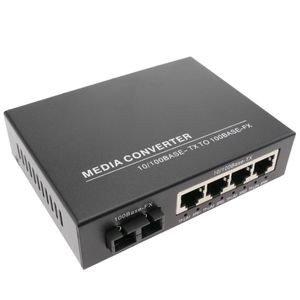 Conversor de fibra óptica 100Mbps monomodo 4 RJ45 SC 1310nm duplex 40km