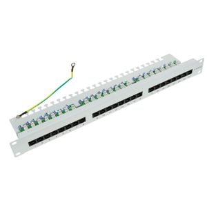 Patch panel de 24 RJ45 Cat.5e UTP 1U blanco con peine