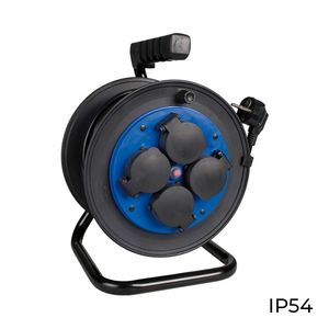 Enrollacables eléctrico de 4 schuko 2P+T 16A 230V de 25m con tapa Solera 7425/1T
