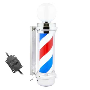 Poste de barbero luminoso y giratorio con lámpara superior para peluquerías de 230 x 845 mm