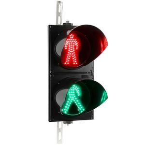 Semáforo para interior y exterior IP65 negro de 2 x 200mm de 12-24V con verde y roja para peatones
