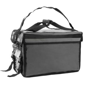 Bolsa isotérmica para entrega de pedidos de comida en moto y bicicleta negra 50 x 39 x 39 cm.