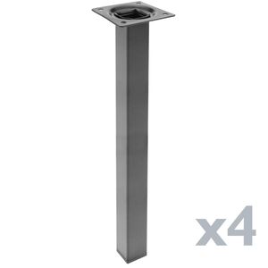 Pies cuadrados para mesa y mueble. Patas en acero negras de 40cm 4-pack