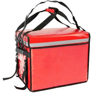 Bolsa isotérmica para entrega de pedidos de comida en moto y bicicleta roja 44 x 34 x 39 cm.