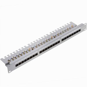 Patch panel 24 RJ45 Cat.6 UTP 1U blanco con peine