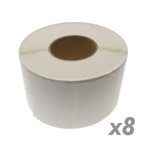 Rollo bobina de 1200 etiquetas adhesivas para impresora térmica directa 101.6x101.6mm 8 unidades