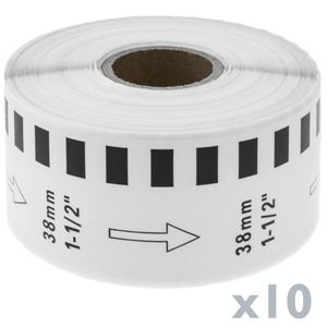 Rollo bobina de etiquetas adhesivas compatibles con Brother DK-22225 ancho 38mm long. 30.48m 10-pack