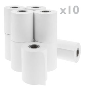Rollo bobina de papel térmico para impresora TPV y caja registradora 57x40mm 10 unidades