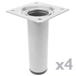Pies redondos para mesa y mueble. Patas en acero gris de 10cm 4-pack