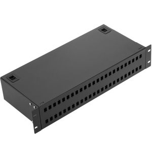 Patch panel de fibra óptica 19" 2U negro para 48 acopladores simplex