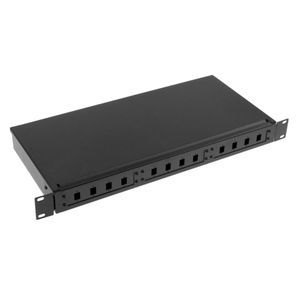 Patch Panel de fibra óptica 1U negro de 12 SC