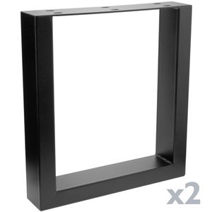 Pies rectangulares para mesita y banqueta Patas en acero negro 400 x 80 x 430 mm 2-pack