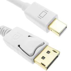 Cable Displayport a Mini Displayport 2K 4K 1080p FullHD para audio y vídeo digital 1m blanco