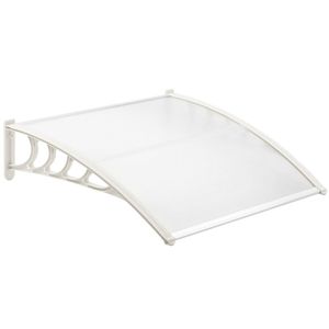 Tejadillo de protección 150x80 cm transparente. Marquesina para puertas y ventanas con soporte blanco