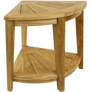 Taburete de baño esquinero con estante 45 x 50 x 45 cm de madera de teca certificada
