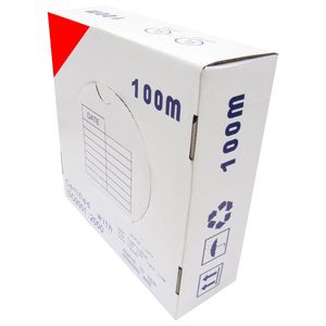 Bobina de cable de red ethernet Cat. 6 UTP CCA de 100 m rígido de color rojo