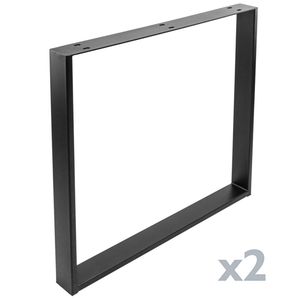 Pies rectangulares para mesa Patas en acero negro 800 x 80 x 730 mm 2-pack